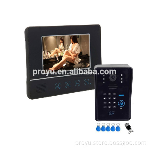 2015 7" color screen wired ID card unlock video door phone with remote door release PY-811MJIDS11